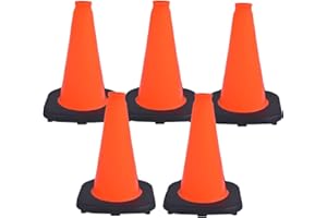 Traffic Kontrol 5 Pack 12" Inch Orange Traffic Safety Cones with No Reflective Collar Bulk Pack - High Visibility Industrial 