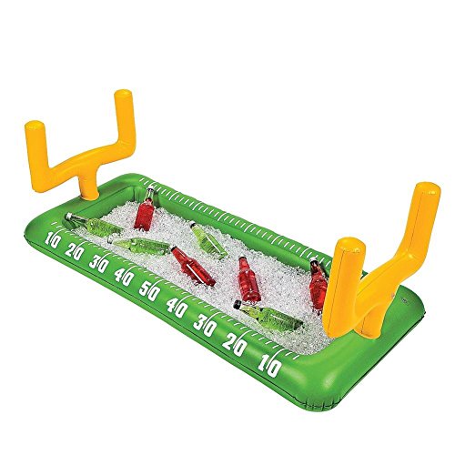 Inflatable Football Party Pack - Inflatable Football Goal Post 54 inch Height With Inflatable Ball PLUS Inflatable Touchdown Snack Cooler