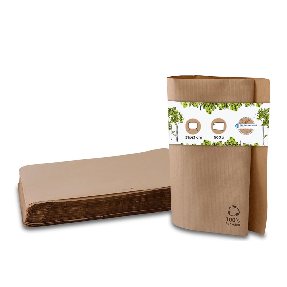 BIOZOYG Brown Recycled Paper Rectangular Placemat Set 500 Pieces 31x43cm