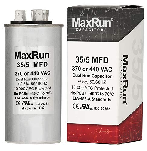 MAXRUN 35+5 MFD uf 370 or 440 Volt VAC Round Dual Run Capacitor for Air Conditioner or Heat Pump - Runs AC Motor and Fan – 5 Year Warranty: Industrial & Scientific