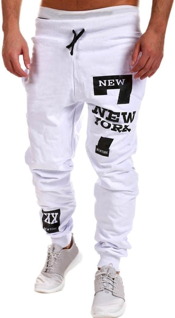 WUAI Men's Casual Loose Fit Jogging Sport Running Plus Size Sweatpants Trousers