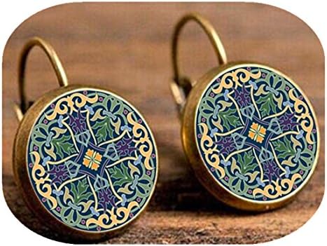 mandala lotus earings yoga glass earrings for women charm art picture om symbol Buddhism Zen earring