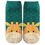 Women Boy Girl Slipper Socks Winter Towels Fabric Warm Socks Cartoon Yellow Giraffe X1