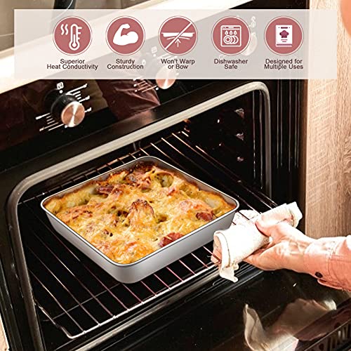 9 x 9Inch Baking Pan with lid, Efar Square Cake Brownie Baking Pans