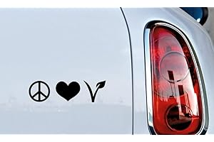 PANDORA STICKERS ARTS AND HOBBIES Vegan Peace Love Logo Version 2 Car Vinyl Sticker Decal Bumper Sticker for Auto Cars Trucks Windshield Custom Walls Windows Ipad MacBook Laptop Home and More (Black)