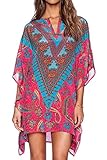 Azbro Women's Paisley Print Open Neckline Handkerchief-Hem Dress