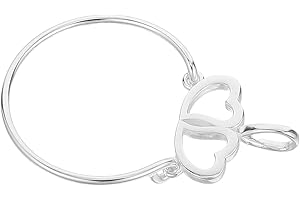 GLEAVI 925 Sterling Silver Dual Heart Ring Charm Holder Necklace Pendant, White Gold Finish, Jewelry