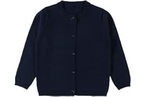 RJXDLT Girls Crewneck Cardigan Long Sleeve Children Button Cotton Sweater Uniform Sweaters for Little Girls