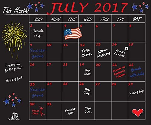 DoSensePro Monthly Calendar Chalkboard Planner Organizer, Wall Decal Chore Chart Family Calendar 18" x 23". Perfect for Restaurant, Office, Home, Kitchen, Dorm Rooms - Get Yours Now