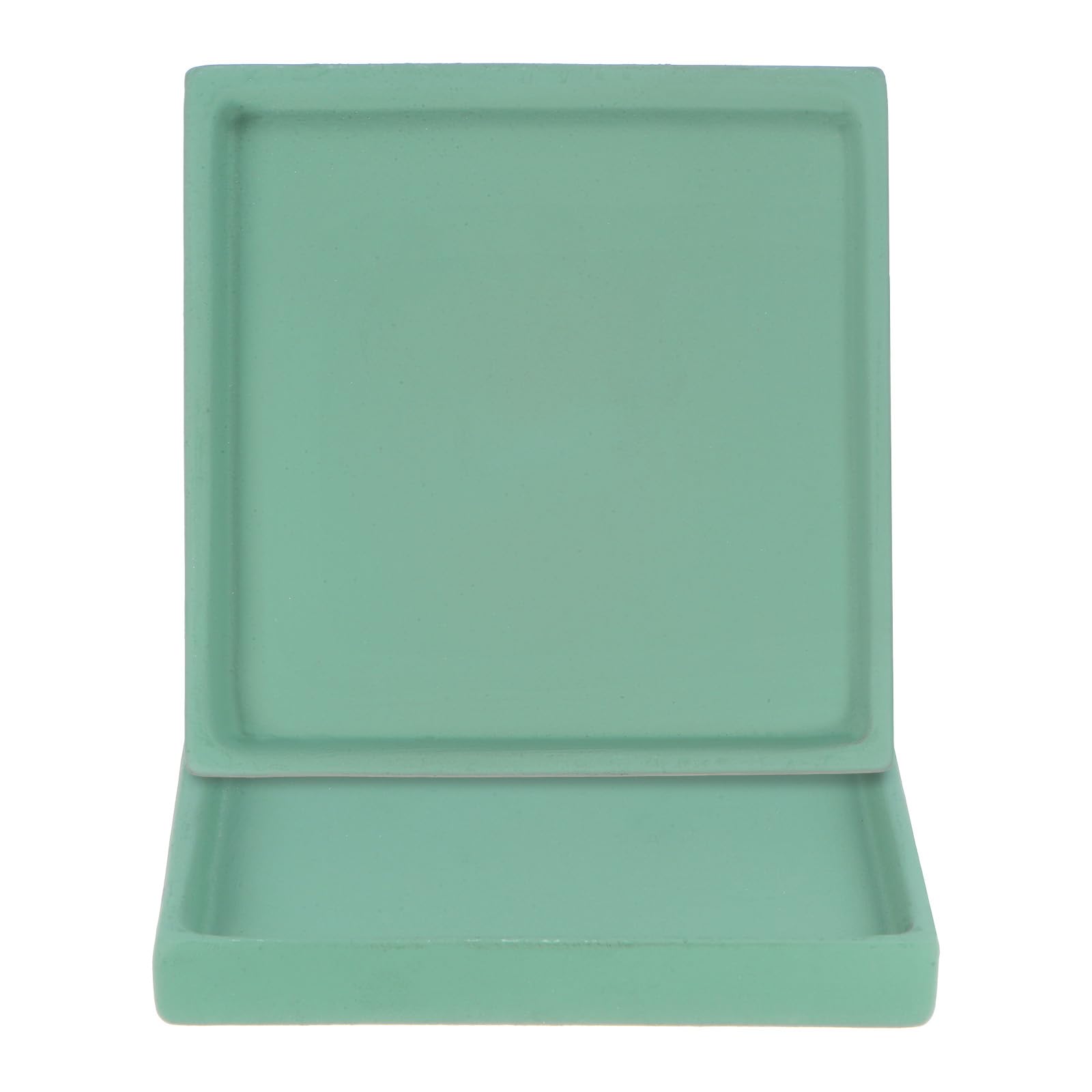 M METERXITY 2-Pack Ceramic Plant Saucer, 5 Inch Plant Water Catcher Tray, Plant Pot Saucers for Indoor/Outdoor Plants/Flower Drainage Drip Water Tray [Square Dark Green]
