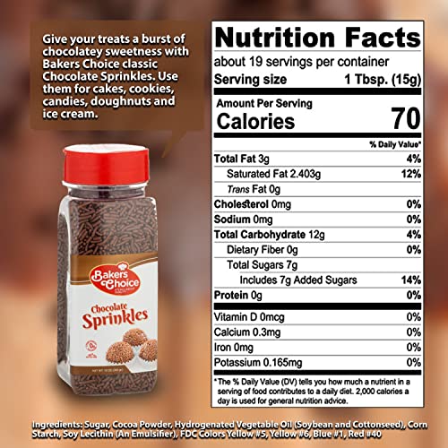 Bakers Choice Chocolate Sprinkles for Ice Cream Toppings Chocolate
