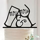 Mr and Mrs Wine Glass Cake Topper, Personalized Drinking Cup Wedding Birthday Party Cake Decoration