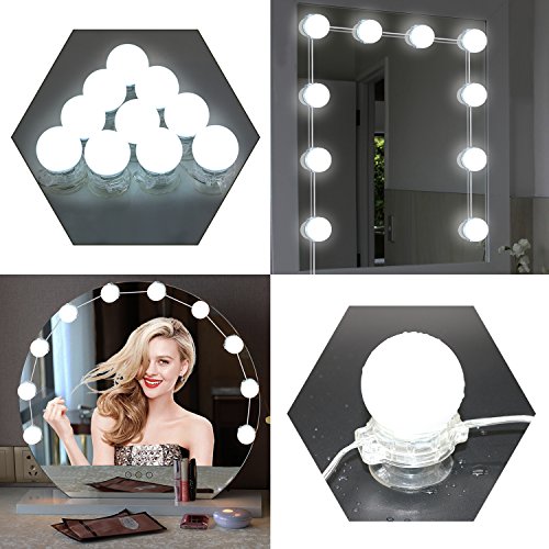 LED Vanity Mirror Lights 6500K 13.1ft Hollywood Style Vanity Lights Waterproof 10 Blubs Daylight Mirror Makeup Light Kits Dimmable Lighting Fixture Strip for Dressing Vanity Set Bedroom Bathroom