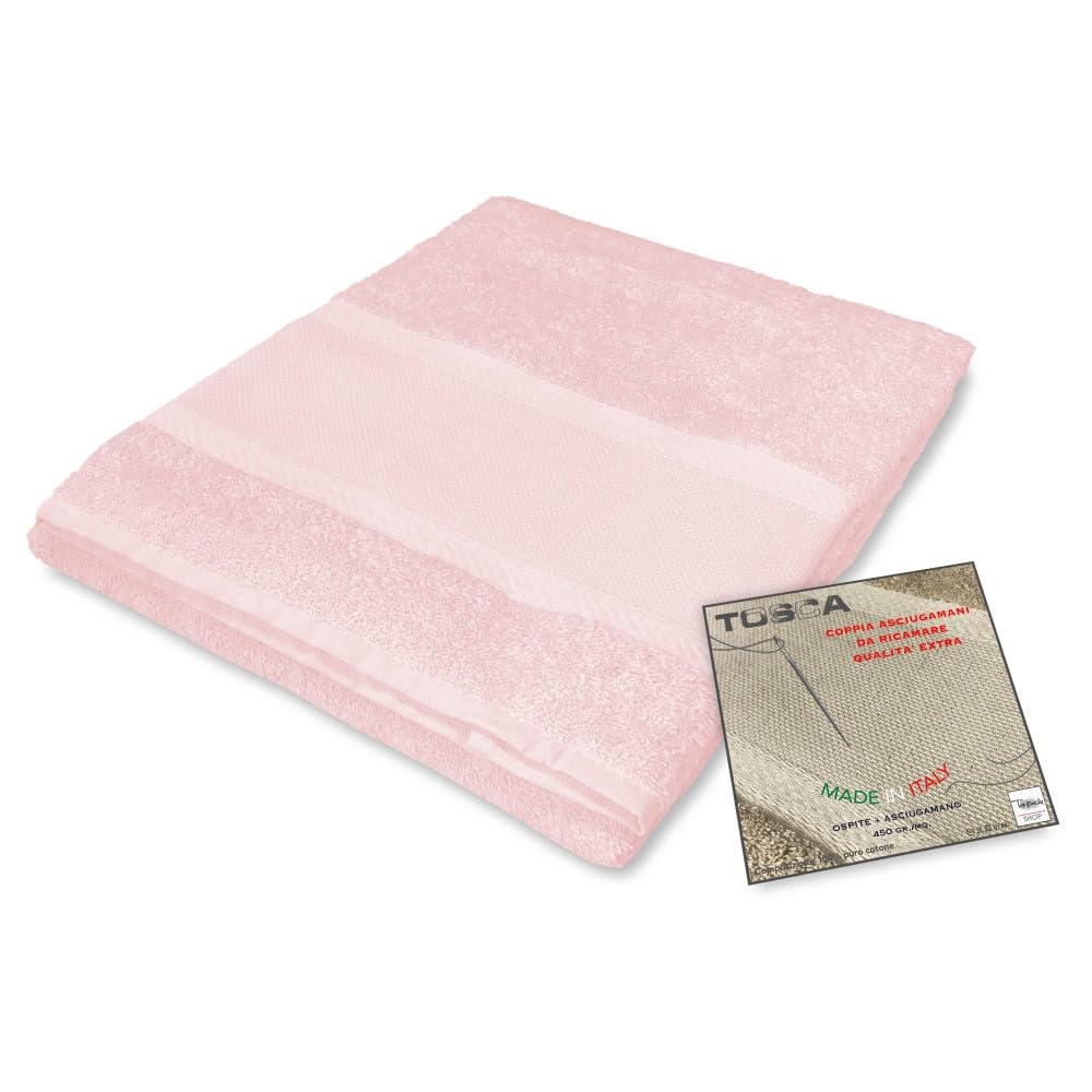 Tex family Tosca © 100% Cotton Terry Towel Set for Embroidery Cross Stitch 1+1 Face and Guest – Pink
