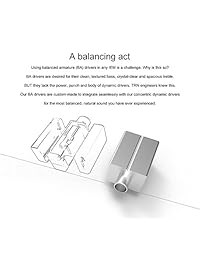 TRN V80 HIFI Auriculares 2 Dinámicos y 2 Equilibrados Armature Driver Stereo Bass IEM, Metal en Auriculares Auriculares, Stage Studio en Ear Monitor con Desmontable Cable 2 Pin (Negro Sin Micrófono)