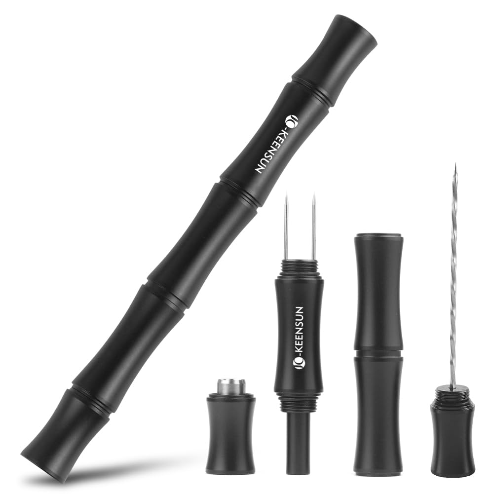 KEENSUN 3-in-1 Cigar Punch Tool Set with Cigar Punch(8mm), Cigar Draw Enhancer Cutter and Twin Nubber (Black) — image 1