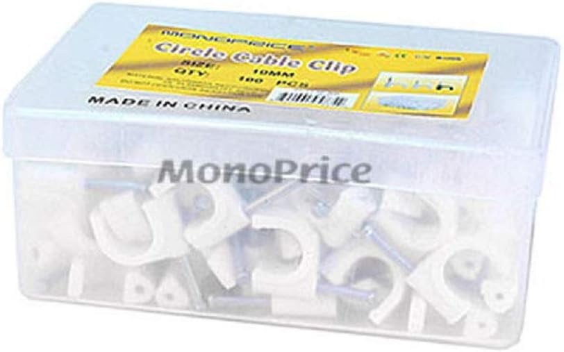 Monoprice Circle cable clips with steel nail, 10mm, 100pcs/Pack: Home Audio & Theater