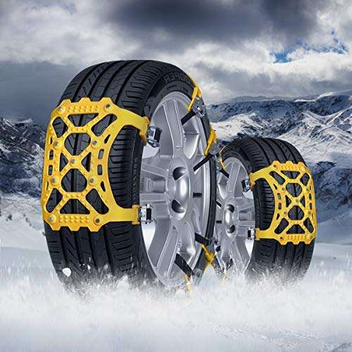 Vodche Car Snow Chains, 6Pcs Emergency Anti Slip Tire Traction Chains Upgraded TPU Snow Chain for Light Truck/SUV/ATV Winter Universal Tire Security Chains (Tire Width 165-285mm/6.5-11.2'')
