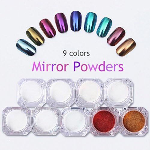 Yerflew Women Fashion Nail Holographic Mirror Powder Aurora Effect Nail DIY Chrome Shell Dust Pigment Art Manicure Decoration