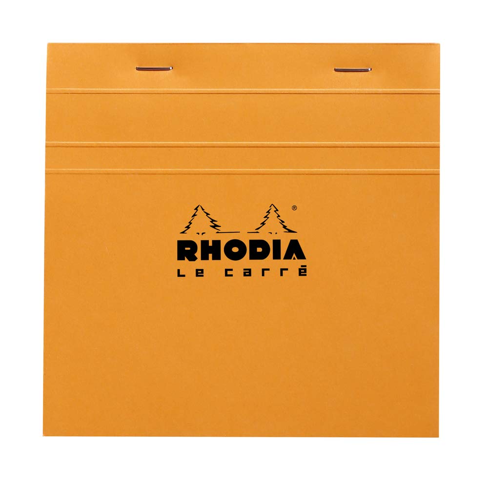 RHODIA 148200C - Stapled Notepad N°148 Orange - 14.8 x 14.8 cm - Small Squares - 80 Detachable Sheets - 80G White Clairefontaine Paper - Soft and Resistant Coated Card Cover - Basics