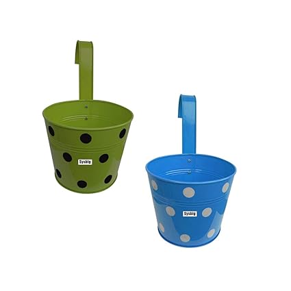 Kraftsplanet Garden Decor Set of Two Polka Design Railing with Detachable Hooks.