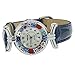 Glass Of Venice Murano Glass Millefiori Watch with Leather Band - Blue Multicolor