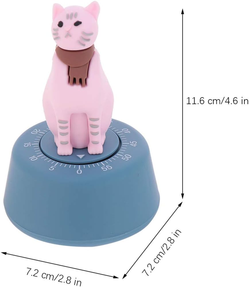 NUOBESTY Cat Kitchen Timer Cooking Countdown 60 Minutes Mins Mechanical Timer Alarm Reminder Cat Kitten Figurine Ornament for Home Office Blue - Image 3