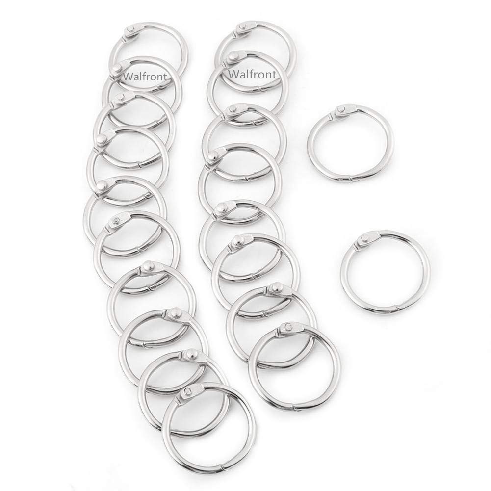 20 Pcs Round Shape Metal Loose Leaf Nickel Plated Hinged Book Split Rings, Ring Keychain Split Key Rings Loose Leaf Clip for DIY Scrapbook/Photo Album/Memo/Menu Craft (30mm)