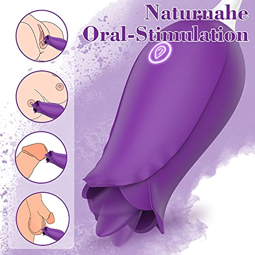 Zungenlecken Vibratoren für sie Klitoris und G-Punkt, 2 in 1 Vibrator leise und stark, 2 Motoren Aufliegevibratoren mit 10 Vibrationsmodi, Klitoris Stimulator, Sexspielzeug für Frauen und Paare