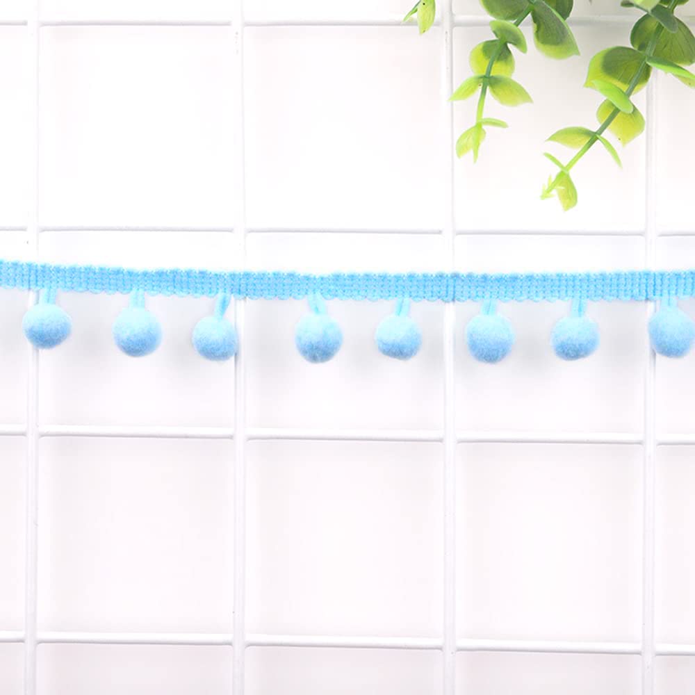 5 Yards 12 mm Pompoms Trim for Crafts,Decorative Ribbon with Pom Poms Balls Pom Poms Fringe Trim Decorative Border Sewing Accessories for DIY Crafts Clothing,Costumes,Sewing,Decoration,Light Blue