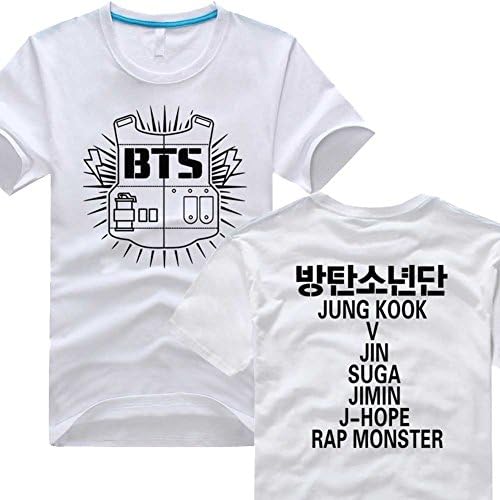 SLLSKY Women's BTS Printed Short-Sleeve Crew-Neck Cotton T-Shirts Summer 3XL White