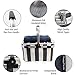 HappyPicnic Insulated Picnic Baskets, 26L Cooler Bag, Shopping Basket, Collapsible Picnic Cooler with Aluminium Handle for Food, Camping, Work or Outdoor Hiking - Wide Navy Blue Stripe