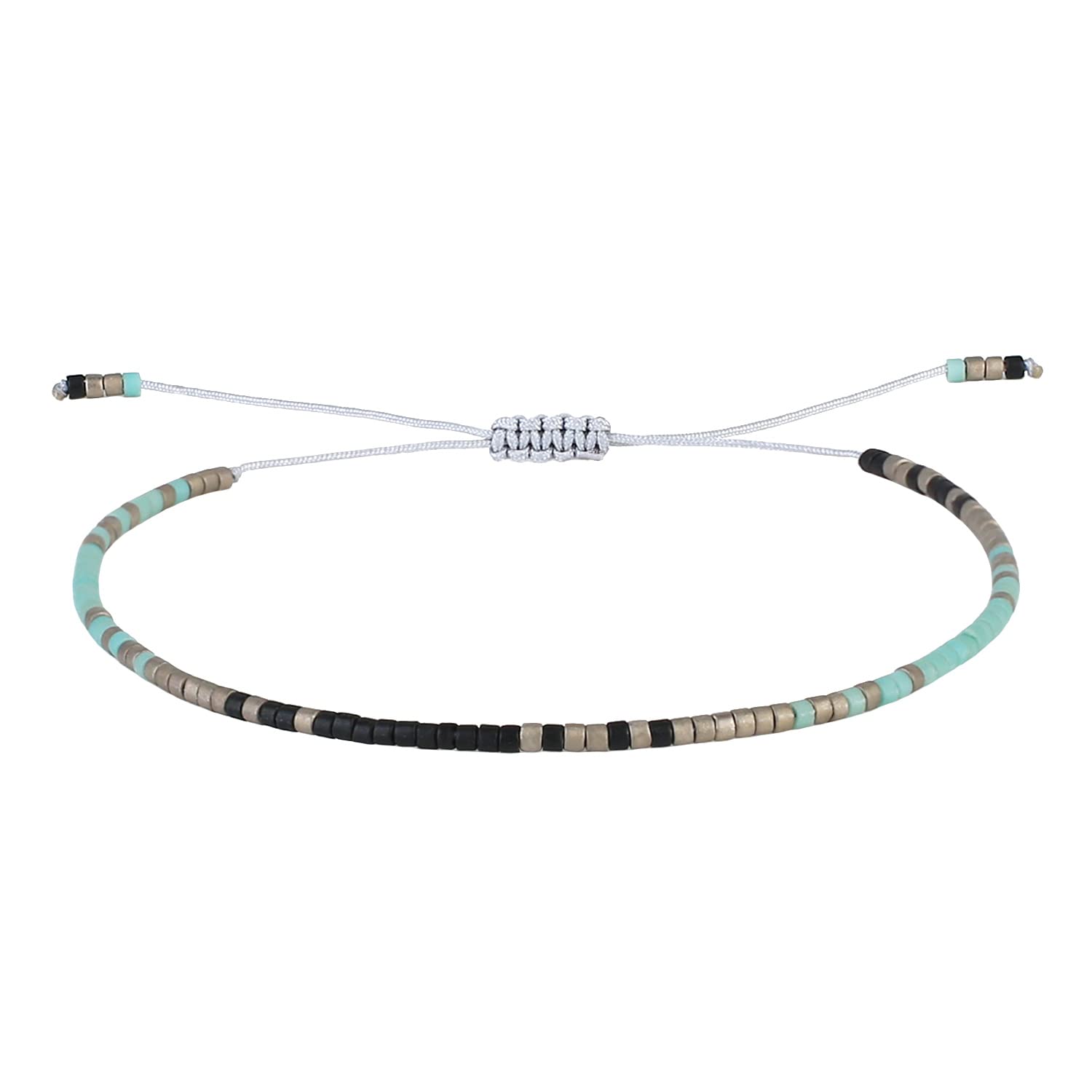 KELITCH Women Crystal Friendship Bracelets Handmade New Miyuki Beads Charm Bracelets Bangles (Tiffany Blue K)