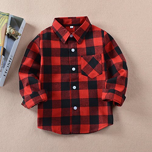 1 Happy+Sleeve+Button+Flannel+Red+Black