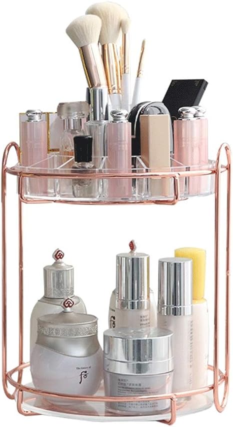 Amazon 化粧品収納箱 シンプルなホームベッドルームの浴室スキンケア製品ラック金メッキ軽量二重層ラック 浴室用ラック ホーム キッチン オンライン通販