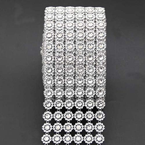 Decor Yard - 1 Yard Silver Sunflower Mesh Wrap Crystal Rhinestone Sparkle Ribbon - Ribbon Rhinestone Magnet Ribbons Blue Crystal Short Mesh Belt Band Celeste Women Strass Glass Yellow Sas