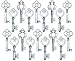 Salome Idea Skeleton Key Set in Antique Silver (30 Keys) 3 Different Styles - Vintage Style Key Replicas (Small Size, Silver Color)