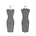 Janecrafts Women's Elegant Polka Dot Pencil Tank Business Work Belted Dress Dark Blue