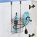 mDesign Over Door Hair Care & Styling Tool Storage Organizer Basket for Hair Dryer, Flat Iron, Curling Wand, Hair Straightener, Brush - Hang Inside or Outside Cabinet, 2 Sections - Venetian Bronze