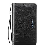 Teemzone Men's Genuine Leather Business Clutch Wrist Bag Handbag Organizer (Black Lines)