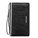 Teemzone Men's Genuine Leather Business Clutch Wrist Bag Handbag Organizer (Black Lines)