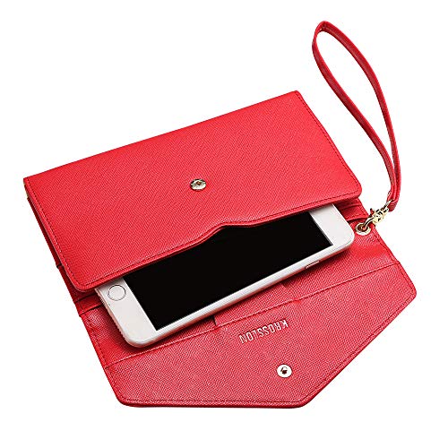 Krosslon Rfid Passport Holder Wristlet Travel Wallet Trifold Documents Organizer Slim Purse, Fit US UK CA Passport Cover Traveling Accessories for Women, Red(11#)
