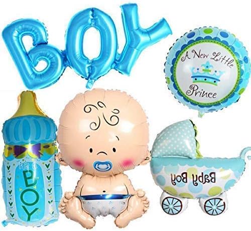 Trimming Shop 14 Inch Baby Shower Foil Balloon for Newborn Baby Boy Welcome Party Baby Baptism, Gender Reveal Party