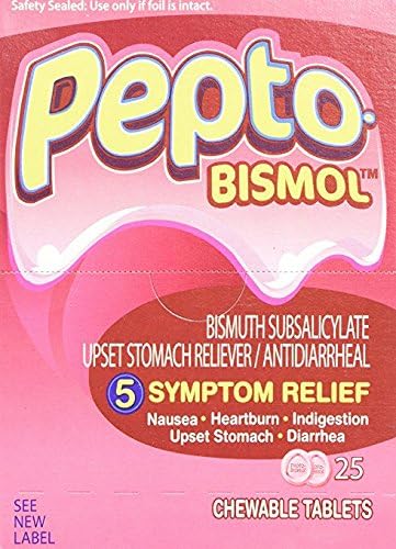 Pepto Bismol Individual Sealed 2 Tablets in a Packet (Box of 25 Packets) 4 Pack GHKM