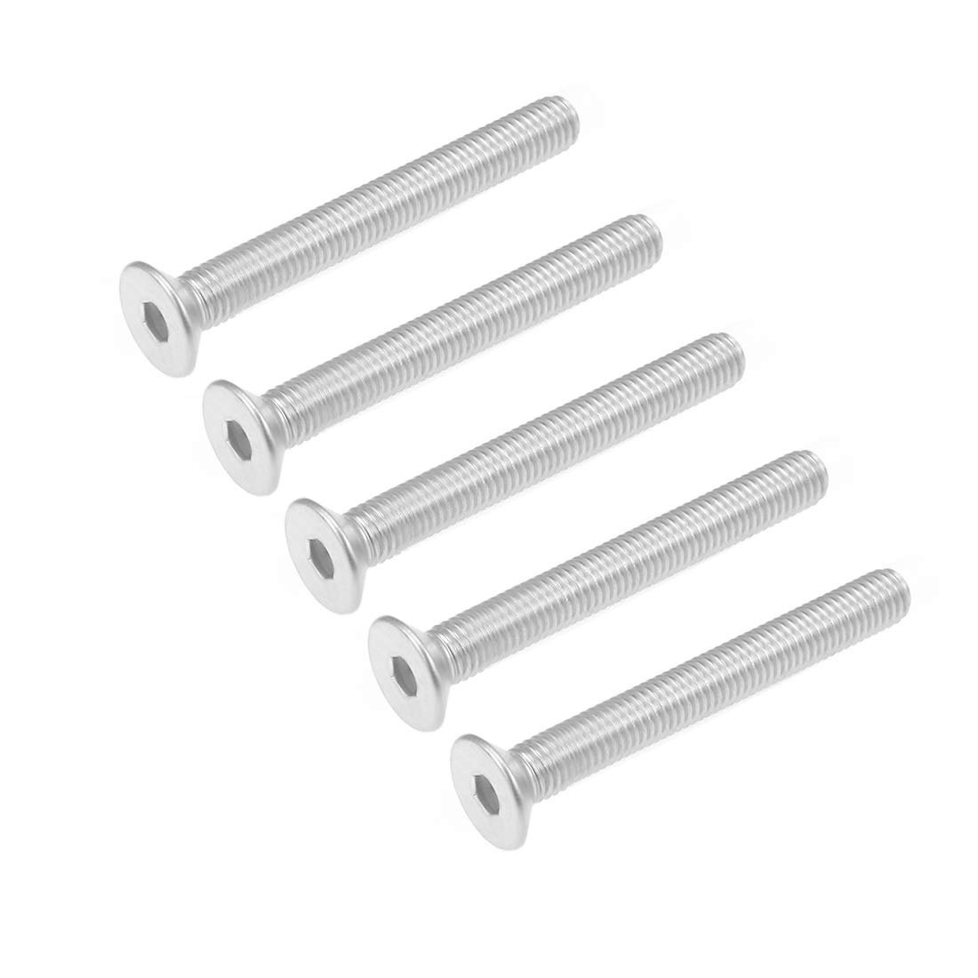 sourcing map M8x65mm Flat Head Machine Screws Inner Hex Screw 304 Stainless Steel Fasteners Bolts 5Pcs