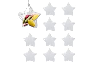 Cyrank Cute Baby Shower Favors, 10Pcs Star Shape Fillable Candy Chocolate Bottles Box for Baby Shower Clear Plastic Ornaments Balls Bottle
