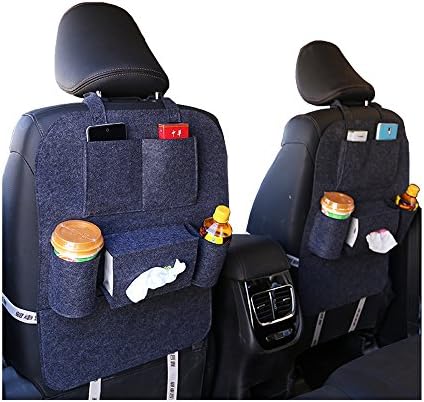 ECAREE BSF20001GA Seat Bag Set, Car Back Seat Organiser, Cells and Electronics Supporter, Multi-Pocket Travel Storage, Space Saving - Pack of 2 (Gray)