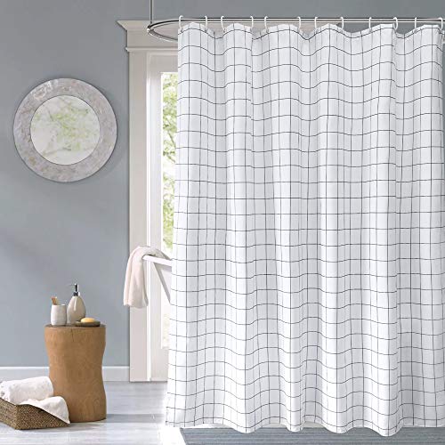 Photo 1 of AooHome Fabric Extra Long 72x78 inch Geometric Shower Curtain?Black and White Check Pattern Heavy Duty Bathroom Curtain with Hooks