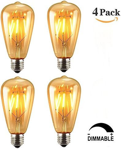 Edison Style Bulbs, Ephvan 4 Pack 6W Vintage LED Filament Antique Dimmable Bulb Lighting Warm White 2700K, E27 Base Lamp