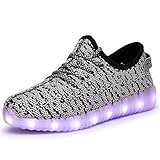 Dear-Queen 7 Colors Unisex LED Shoes Luminous Flashing USB Charging Sneakers Colorful Light Up Glowing Casual Flat Shoes DQ07G-42 Grey